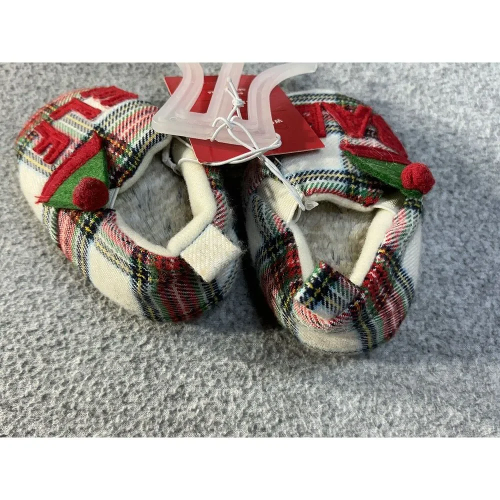 Wondershop Slippers Holiday Tartan Plaid Baby Elf‎ Size 6-9 Months NEW